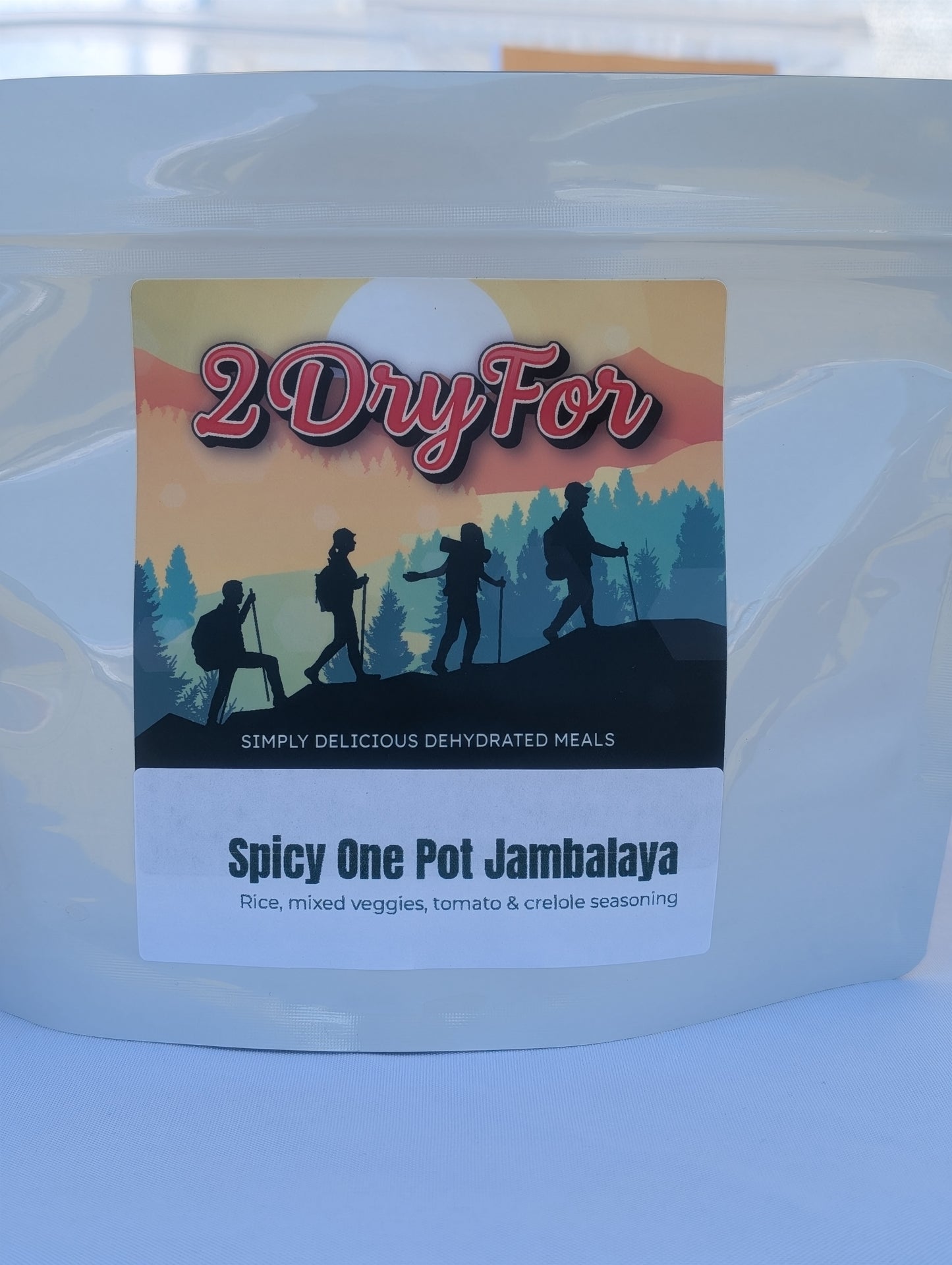 Spicy One Pot Jambalaya, lightweight, Dehydrated Backpacking, Hiking, & Camping Food, Trail Meals, Serves 2
