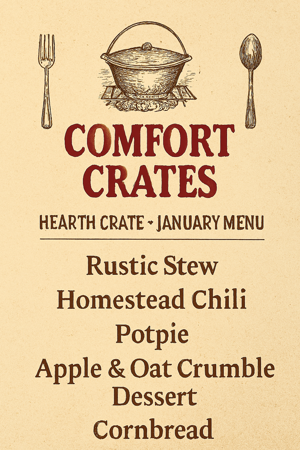 🥣Hearth Crate – January 2026 Edition Serves 6–8 per meal